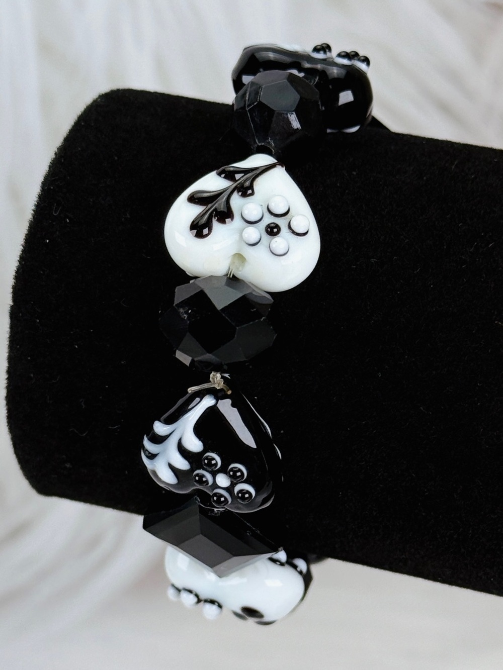 Super fun, black and white costume stretch bracelet